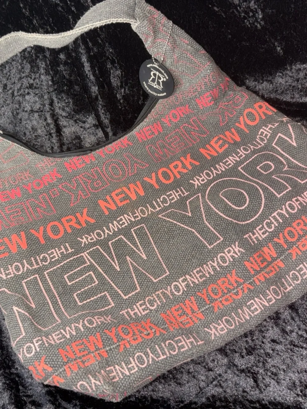 Robin Ruth New York Canvas Hobo Shoulder Bag M Gray/Pink Urban Y2K Streetwear